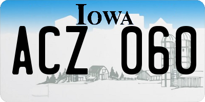 IA license plate ACZ060