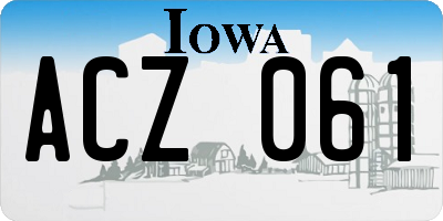 IA license plate ACZ061