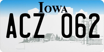 IA license plate ACZ062