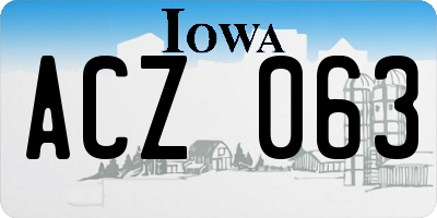 IA license plate ACZ063