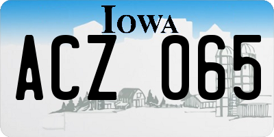 IA license plate ACZ065