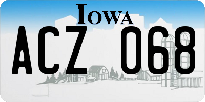 IA license plate ACZ068