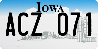 IA license plate ACZ071