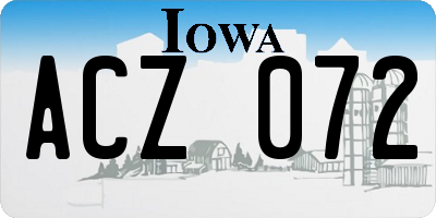 IA license plate ACZ072