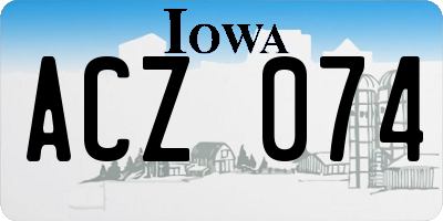 IA license plate ACZ074