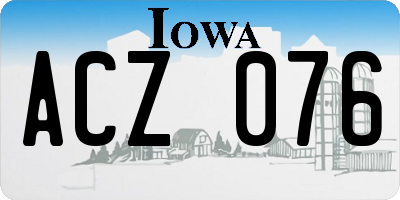 IA license plate ACZ076