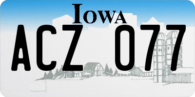 IA license plate ACZ077