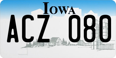 IA license plate ACZ080