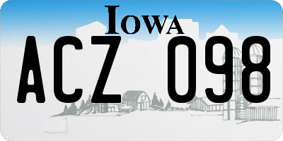IA license plate ACZ098