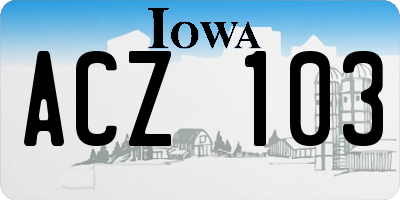 IA license plate ACZ103
