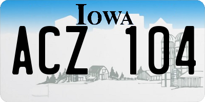 IA license plate ACZ104