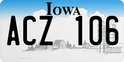 IA license plate ACZ106