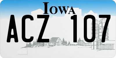 IA license plate ACZ107