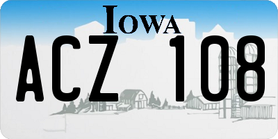 IA license plate ACZ108