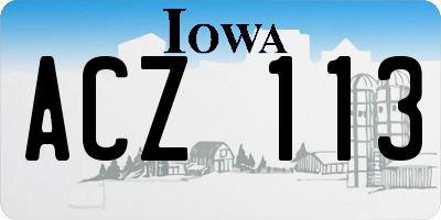 IA license plate ACZ113