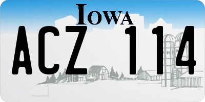 IA license plate ACZ114