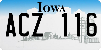 IA license plate ACZ116
