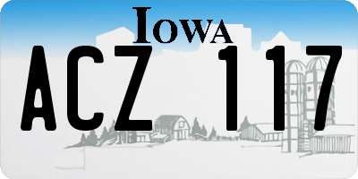 IA license plate ACZ117
