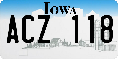 IA license plate ACZ118