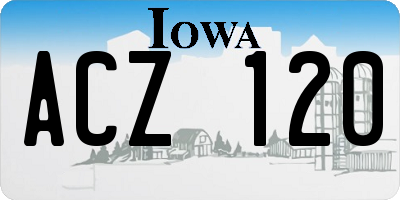 IA license plate ACZ120
