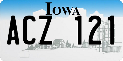 IA license plate ACZ121