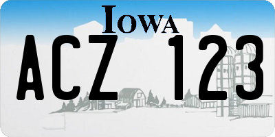 IA license plate ACZ123