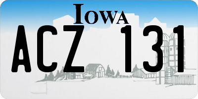 IA license plate ACZ131
