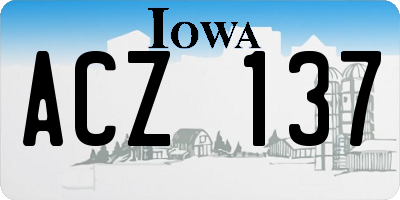 IA license plate ACZ137