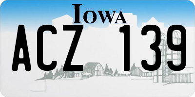 IA license plate ACZ139