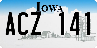 IA license plate ACZ141