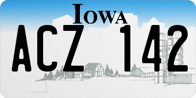 IA license plate ACZ142