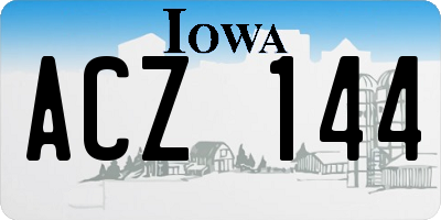 IA license plate ACZ144