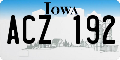 IA license plate ACZ192