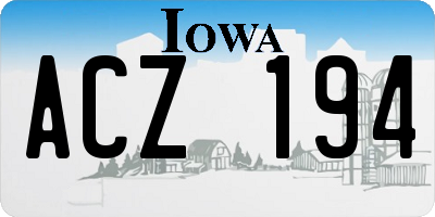IA license plate ACZ194
