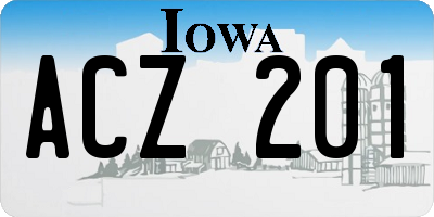 IA license plate ACZ201
