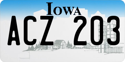 IA license plate ACZ203