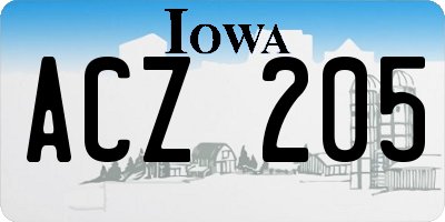 IA license plate ACZ205