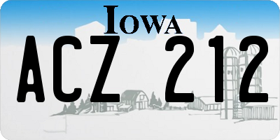 IA license plate ACZ212