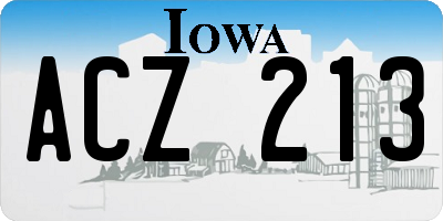 IA license plate ACZ213