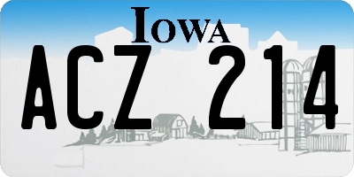 IA license plate ACZ214