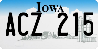 IA license plate ACZ215