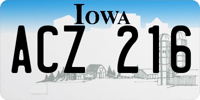 IA license plate ACZ216