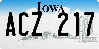 IA license plate ACZ217