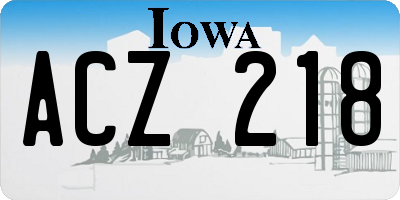 IA license plate ACZ218