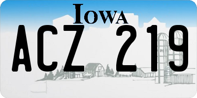 IA license plate ACZ219
