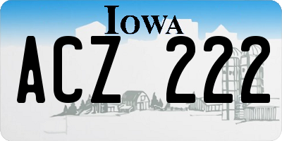 IA license plate ACZ222