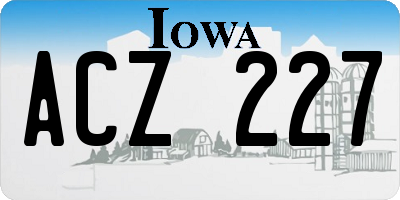 IA license plate ACZ227