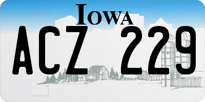 IA license plate ACZ229