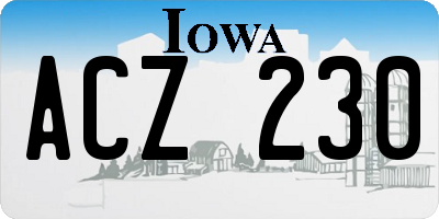 IA license plate ACZ230