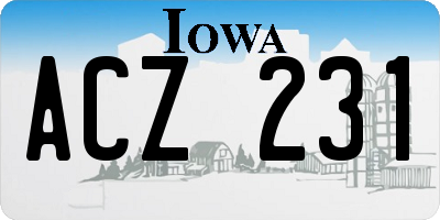 IA license plate ACZ231